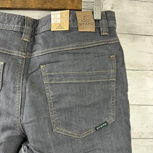 prAna Stretch Denim Pants Mens 31x36 Bridger Jeans Organic‎ Cotton Blue NWT